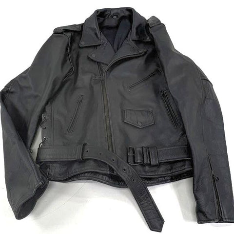 Unbranded Vintage 90s Black Leather Moto Biker Side Lace Jacket Men's L