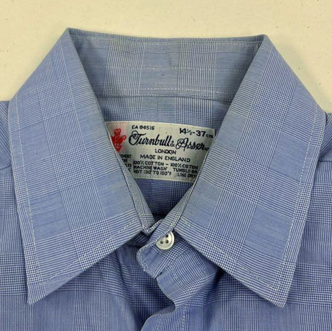 Vintage 80s Turnbull & Asser Glen Plaid Dress Shirt Royal Warrant England Sz