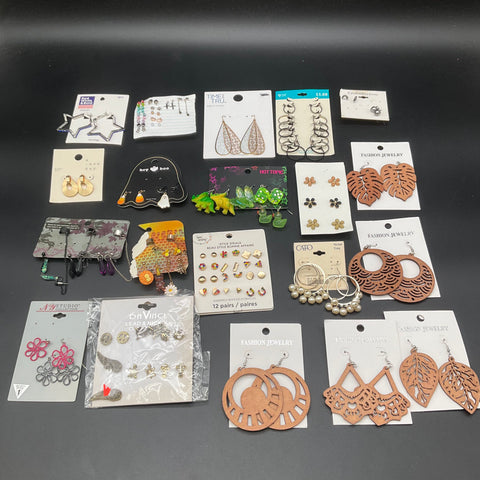 Fashion Earring Jewelry Lot Cato Hot Topic Time and Tru Wood Hoops Studs 45+ Pr