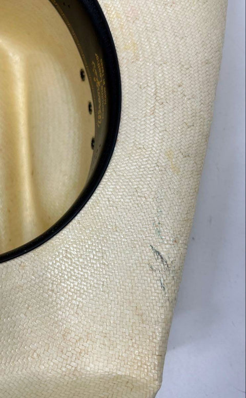 Vintage Wrangler Men's 7X Straw Cowboy Hat Western Leather Band Natural Large