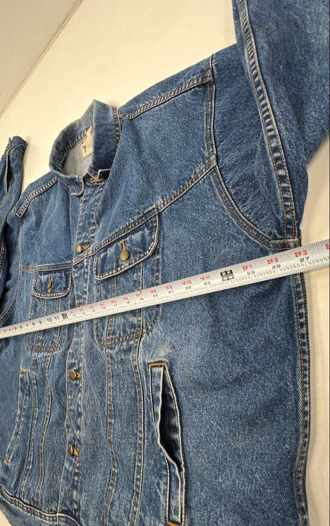 Vintage 90s Wrangler Rugged Wear Denim Trucker Jacket Indigo Blue Sz XXL