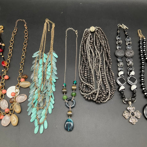 Fashion Statement Necklaces Costume Jewelry Lot of 8 Beaded Multi-Strand