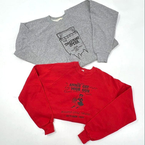 Vintage 80s Theatre Sweatshirt Lot 1987 Threepenny Opera 1989 Annie Gun Sz XL