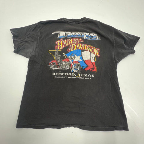 Vintage 90s Harley-Davidson Bedford TX Eagle Graphic T-Shirt Made in USA Sz L