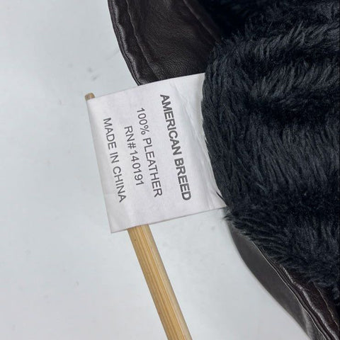 American Breed Brown Faux Leather Sherpa Lined Moto Jacket Men's M NWT