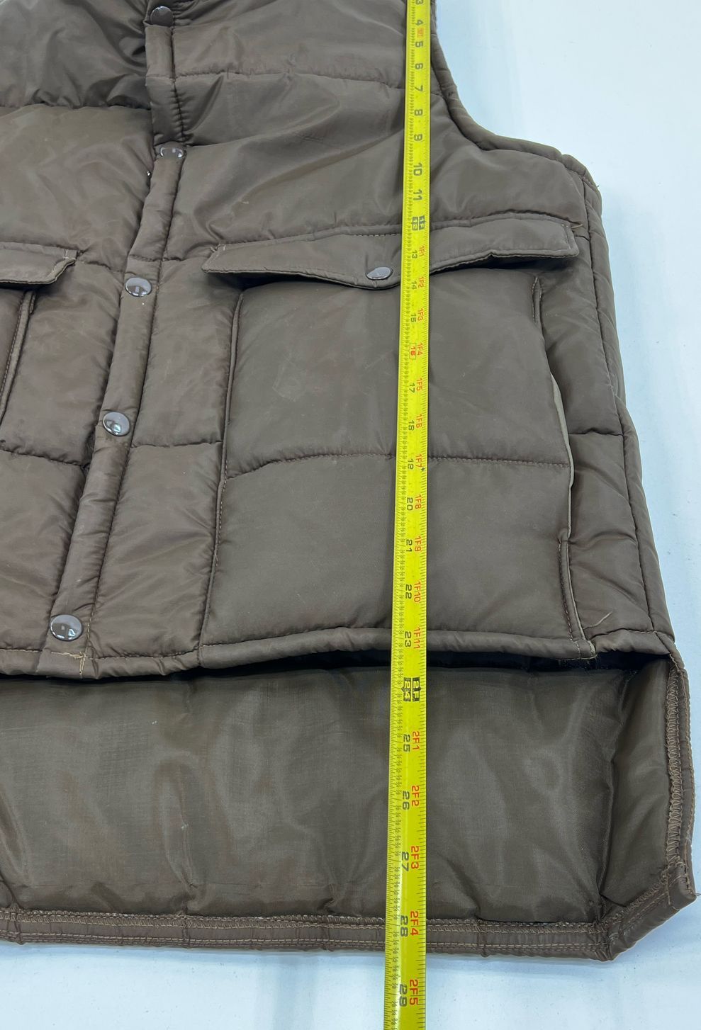 VTG Men's Stark Bros Orchards Stark Trees Brown Puffy Vest Snaps - Size Medium