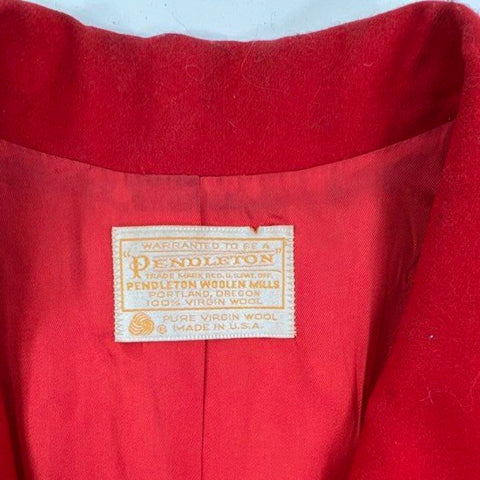 Vintage 80s Pendleton Red 100% Wool Blazer Jacket Made in USA Sz 18