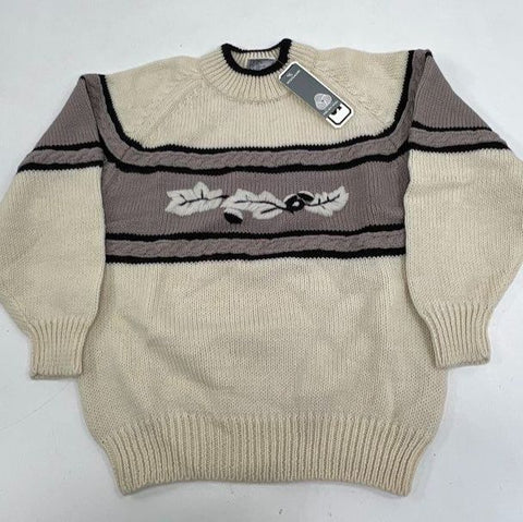 NWT Vintage 90s Currants Australia Wool Sweater Cream Gray Colorblock Men's L