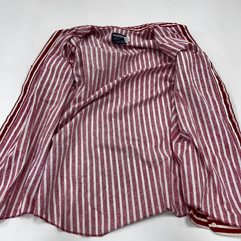 Vintage 90s Wrangler Cowboy Cut Striped Western Shirt Made in USA Sz 15.5-34