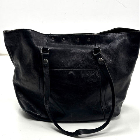 Patricia Nash Black Leather Studded Large Tote Shoulder Bag Purse