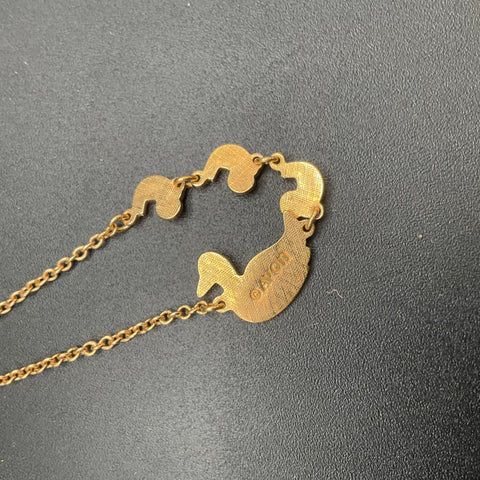 Vintage Gold Tone Children's Necklace Lot 5pc Avon Ducks Ronald McDonald Heart