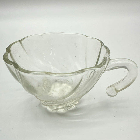 Pressed Glass Clear 11 Piece Lot Punch Bowl Cups Swirl Pattern Vintage