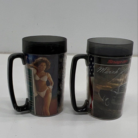 Vintage Snap-on Tools 4 Pc Travel Mug Lot 2000s Pin-up Girl & Classic Car