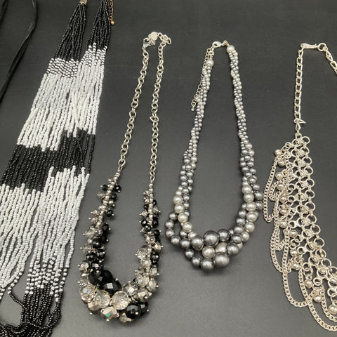 Mixed Style Costume Jewelry Lot 6pc Faux Pearl Seed Bead Statement Necklaces