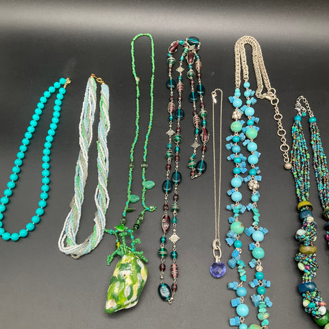 Mixed Costume Jewelry Lot of 10 Necklaces Beaded Pendant Multi-Strand Styles