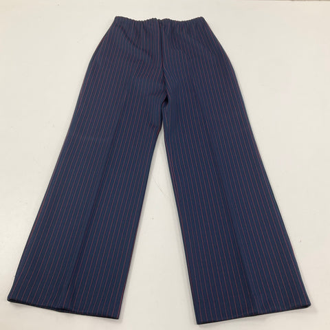 Vintage 70s John's Girl Navy Red Pinstripe Polyester Pants Suit Set Women's