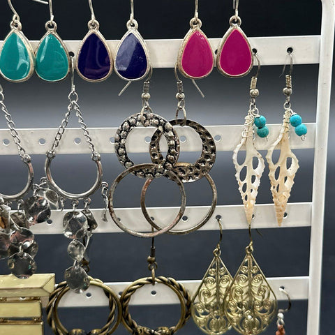 Wearable Jewelry Lot 35+ Pairs Earrings Hoops Dangles Studs Boho Retro Styles