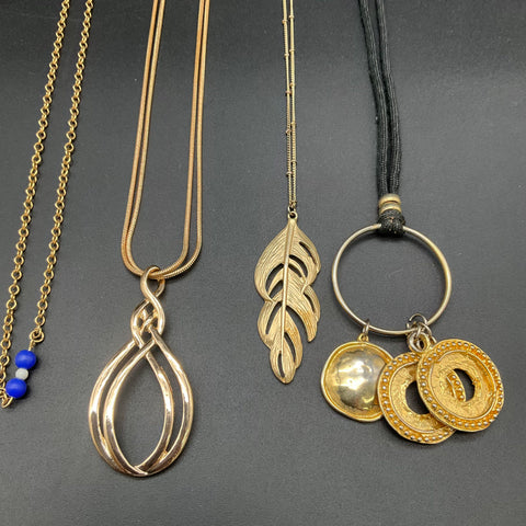 Boho Statement Necklace Lot of 8 Gold Tone Beaded Celestial Starburst Pendants