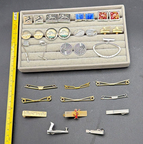 Vintage Men's Cufflinks Tie Bars & Collar Pins Lot 30+ Pc Stanley Red Seal Motif