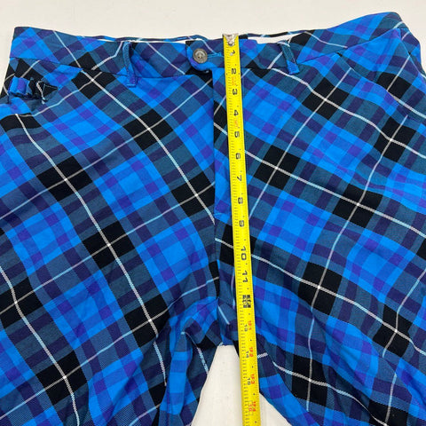 Royal & Awesome Men's Blue Plaid Golf Knickers Cropped Tartan Pants Size 36