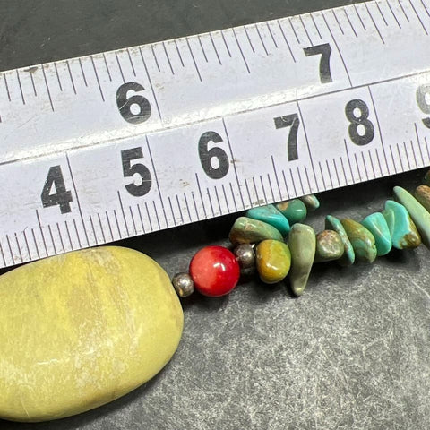 Turquoise Coral & Green Stone Beaded Necklace 72.15g