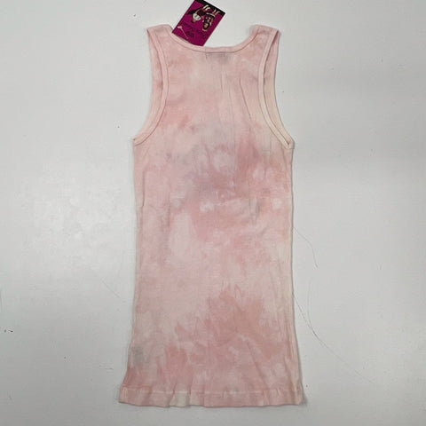 Yvette Mandell Women's Pink Crystal Crest Ribbed Cotton Tank Top NWT Sz L Y2K
