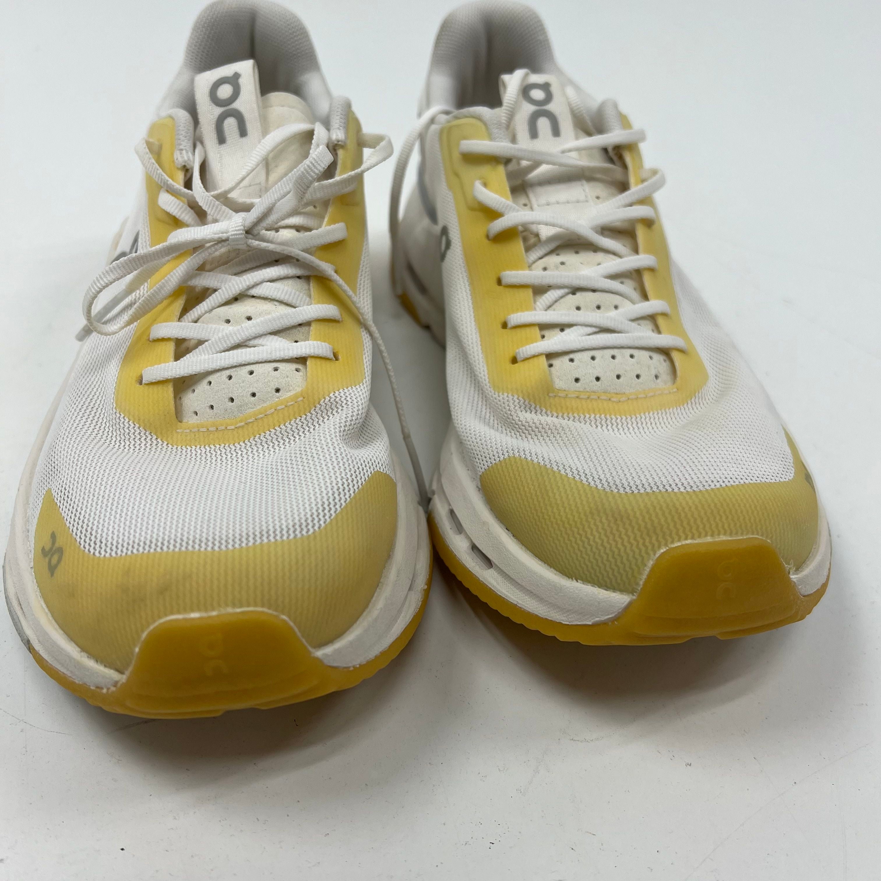 On Cloudnova White Yellow Gum Sole Running Sneakers Women's Size 7.5