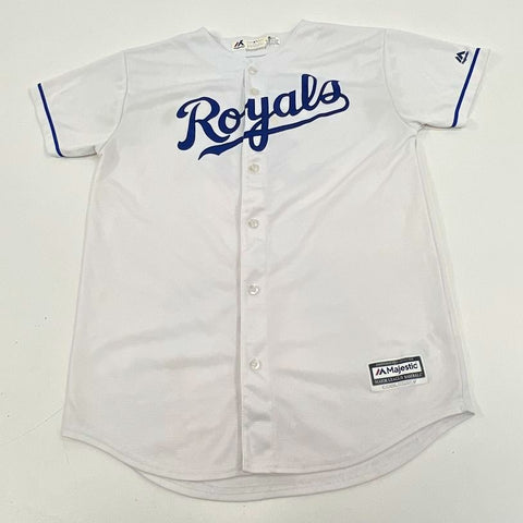 Majestic KC Royals White Blue Cool Base MLB Baseball Jersey Youth XL (18-20)