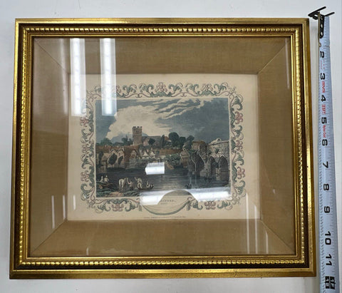 William Tombleson Pair Hand Colored Steel Engravings Hampton Court & Aylesford