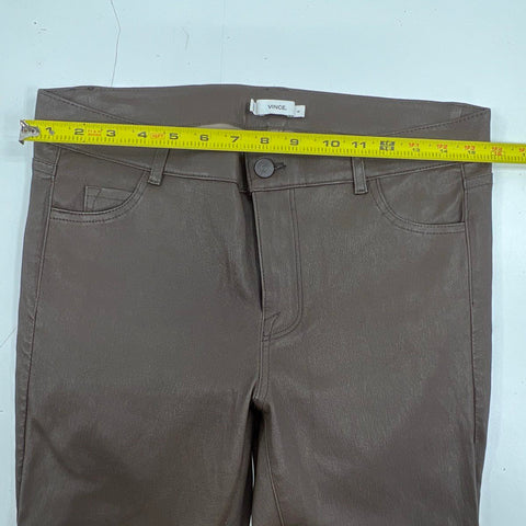 Vince Women's V2900 Skinny Lamb Leather Pants Brown 5-Pocket Size 8