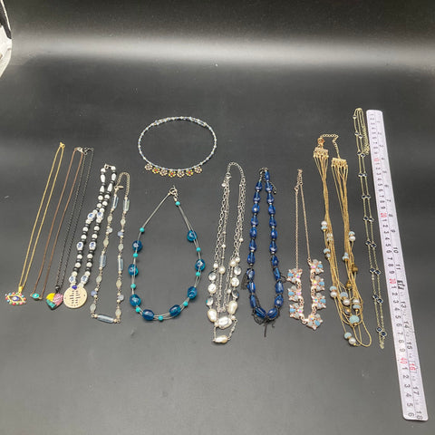 Modern Costume Jewelry Lot 12 Necklaces Beaded Evil Eye Sally Nightmare Xmas
