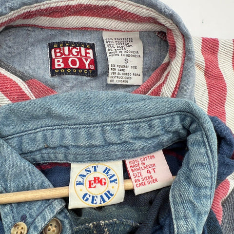 Vintage 90s Bugle Boy East Bay Gear Kids Clothing Lot 3pc Shirt Sweatshirt Sz 4T