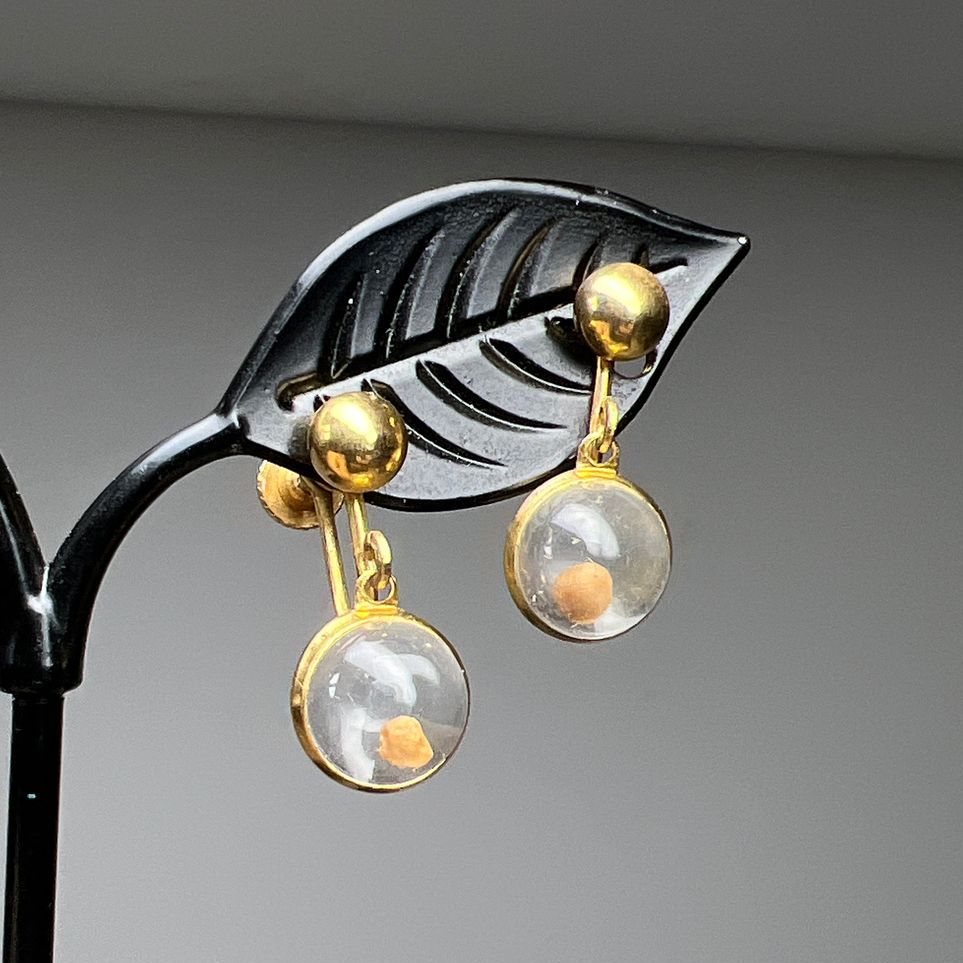 Mustard Seed Dangle Screw Back Earrings