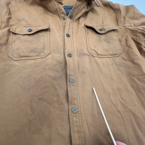 Duluth Trading Co Men's Fleece Lined Canvas Shirt Jac Jacket Brown 2XL