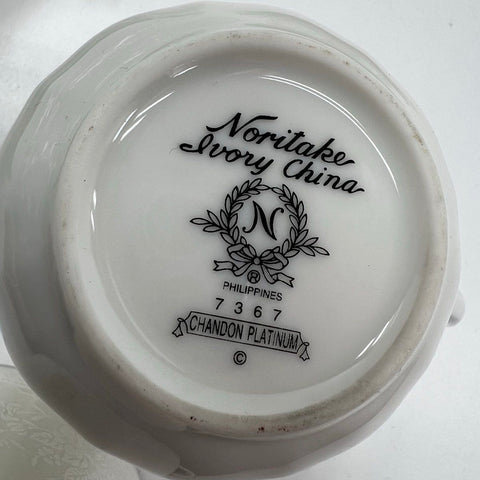 Noritake Chandon Platinum 10pc Dinnerware Set Service for 2 Ivory China