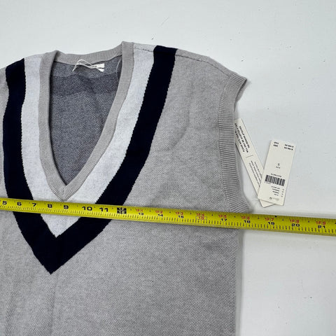 Anthropologie NWT Gray V-Neck Sweater Vest Ruffle Hem Dress Women's S