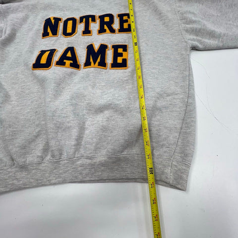 Vintage 90s Savvy Notre Dame Fighting Irish Gray Spellout Crewneck Sweatshirt L