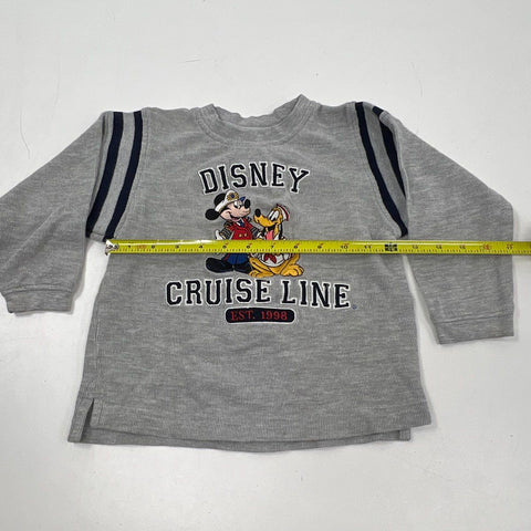 Vintage Y2K Disney Cruise Line Kids Gray Ribbed Long Sleeve Mickey Shirt Sz 3T