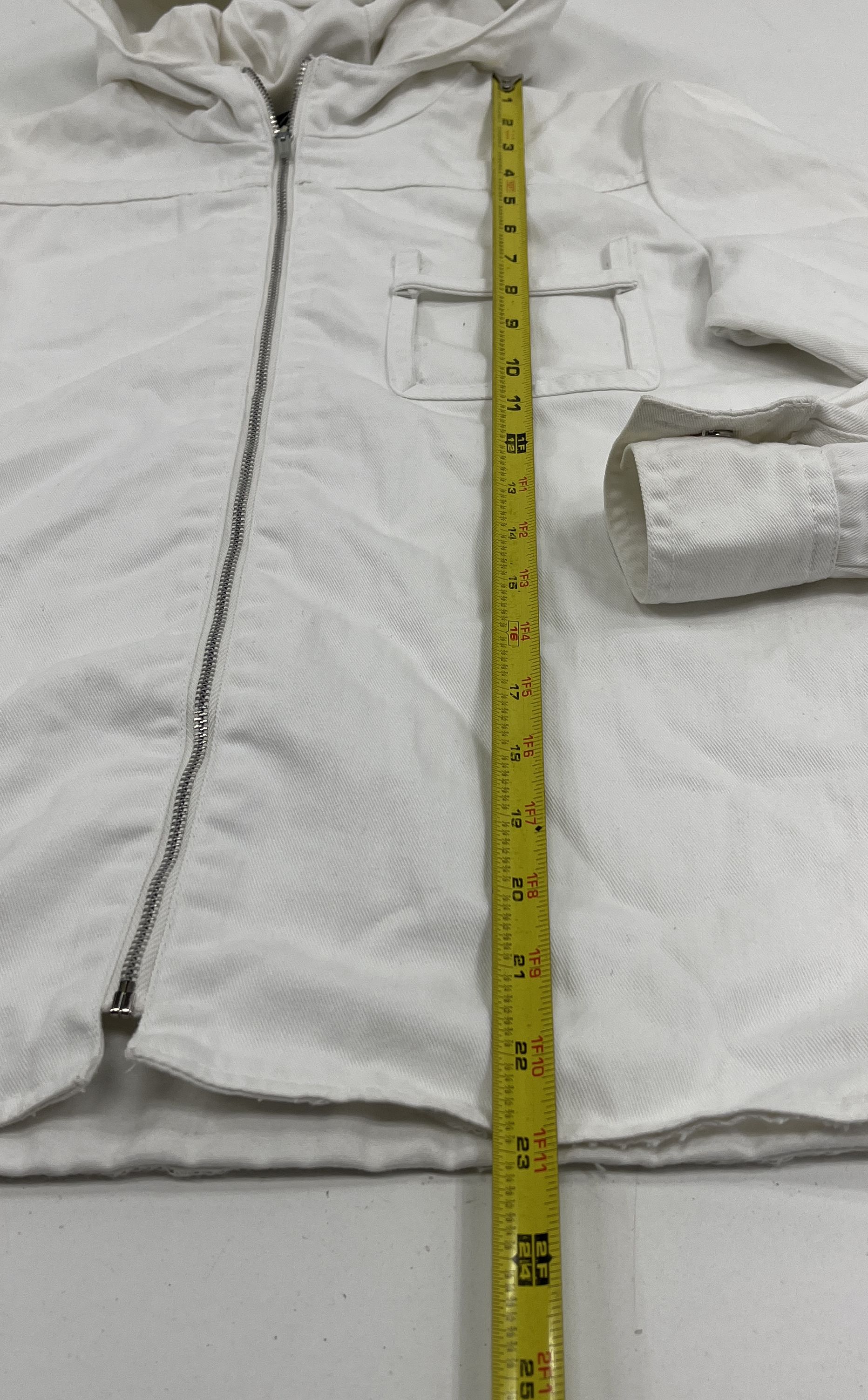 Enerma White Full Zip Hooded Cotton Twill Jacket Men's 22.5" Chest