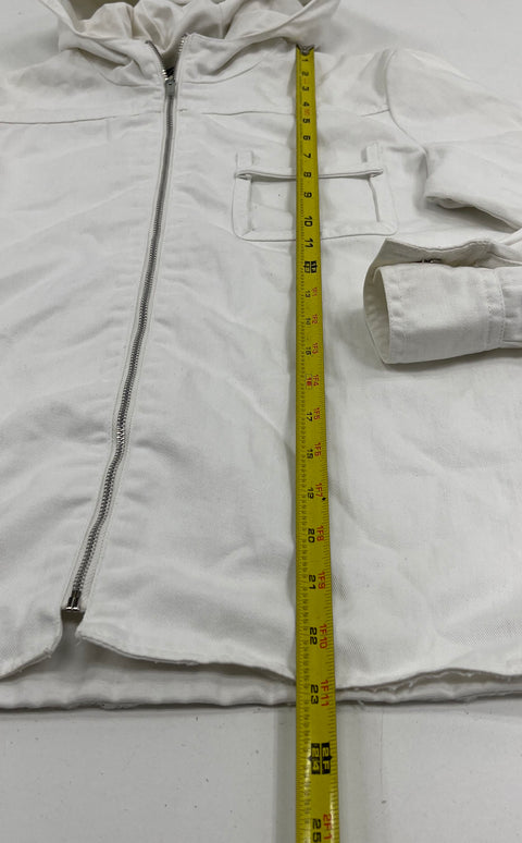Enerma White Full Zip Hooded Cotton Twill Jacket Men's 22.5" Chest