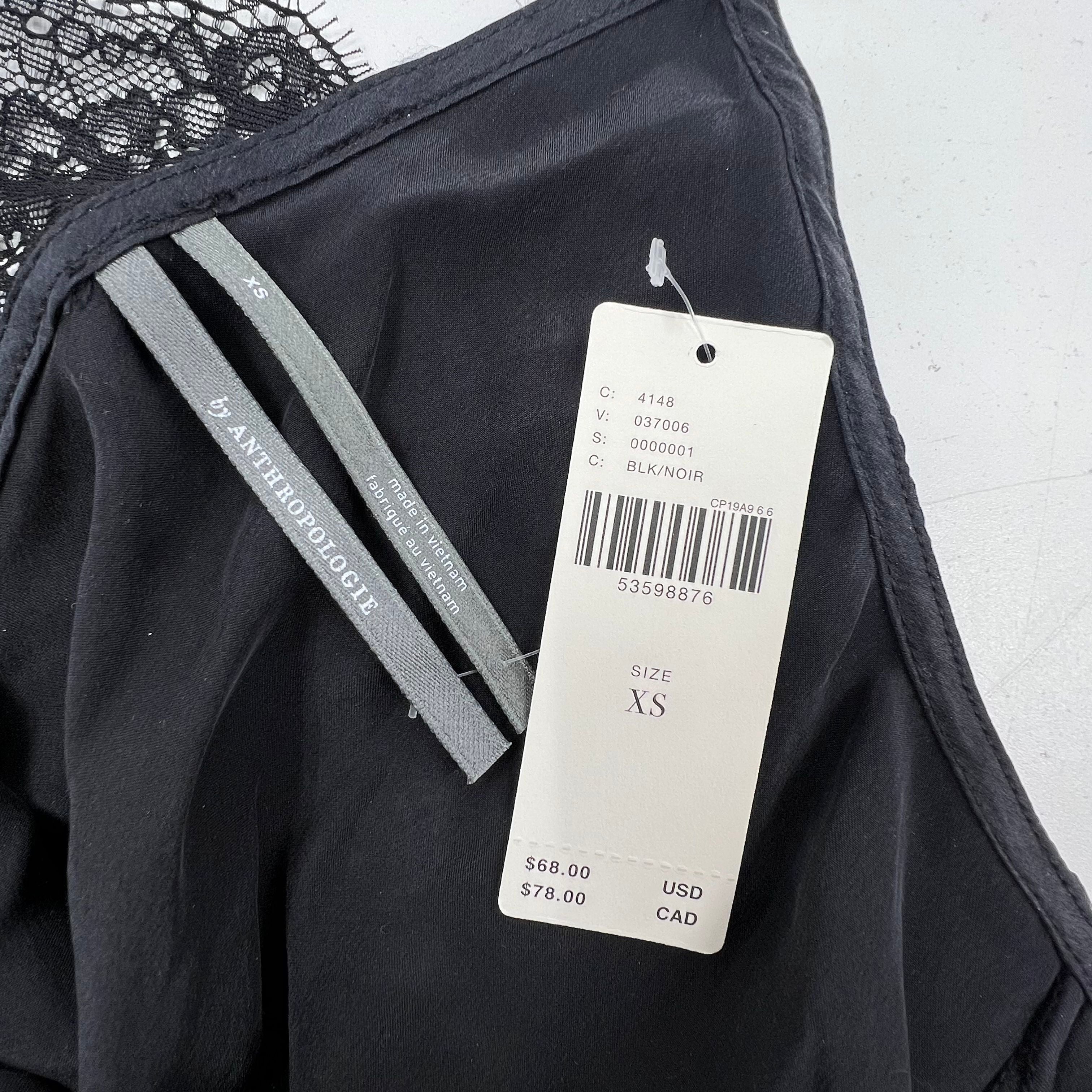Anthropologie Lot 3 NWT Black Cami Top Beaded M Pouch Women's XS