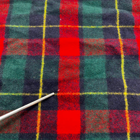 Vintage 90s Pendleton Wool Scarf Red Green Plaid Fringe Unisex Made in USA