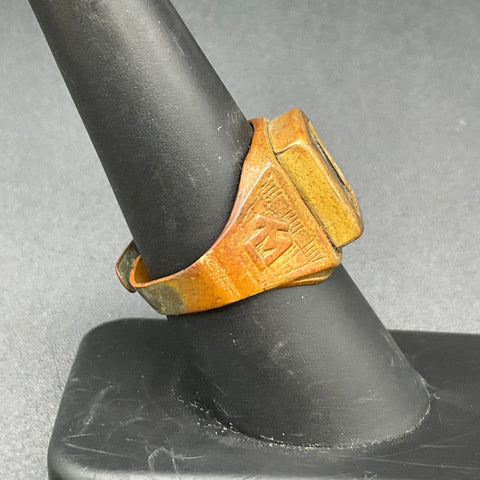 Vintage 1940s Tom Mix Ralston Straight Shooters Brass Look Around Mirror Ring