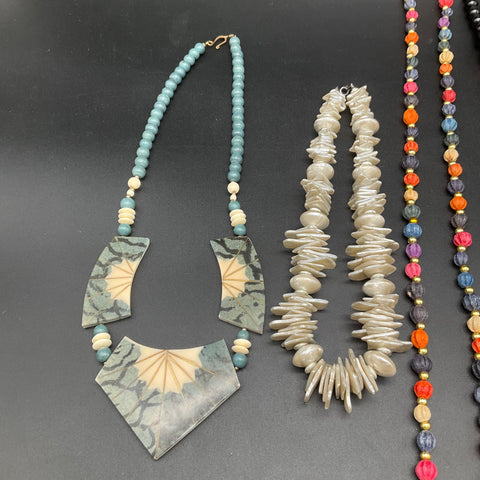 Vintage Art Deco Boho Statement Necklaces Costume Jewelry Lot of 5 Pieces