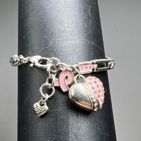 Brighton Silver Plate Pink Ribbon Bracelet