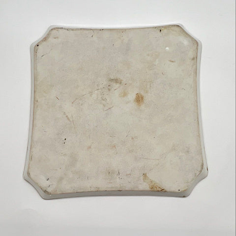 Antique Square Serving Plate Hand Painted Floral Porcelain Platter 9.5 Inch