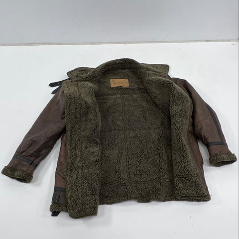Vintage 80s Country Club B-3 Bomber Shearling Lined Leather Flight Jacket Sz M