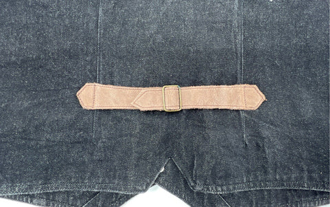 Vintage 90s Wrangler Plaid Lined Black Denim Cinch Back Vest Sz L