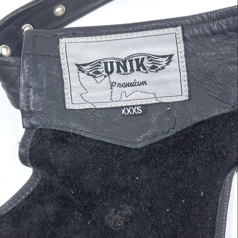 UNIK Vintage Y2K Black Leather Chaps Sturgis 2002 Lady Harley Women's XXXS