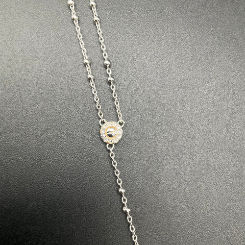 Henri Bendel Silver Tone Crystal Station Bar Pendant Lariat Y-Necklace 17"